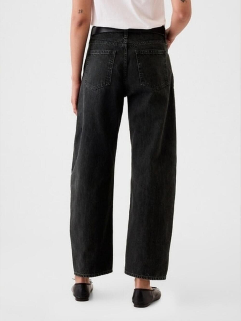NWT GAP High Rise Barrel Jeans black 27p 4p petite - Picture 6 of 7